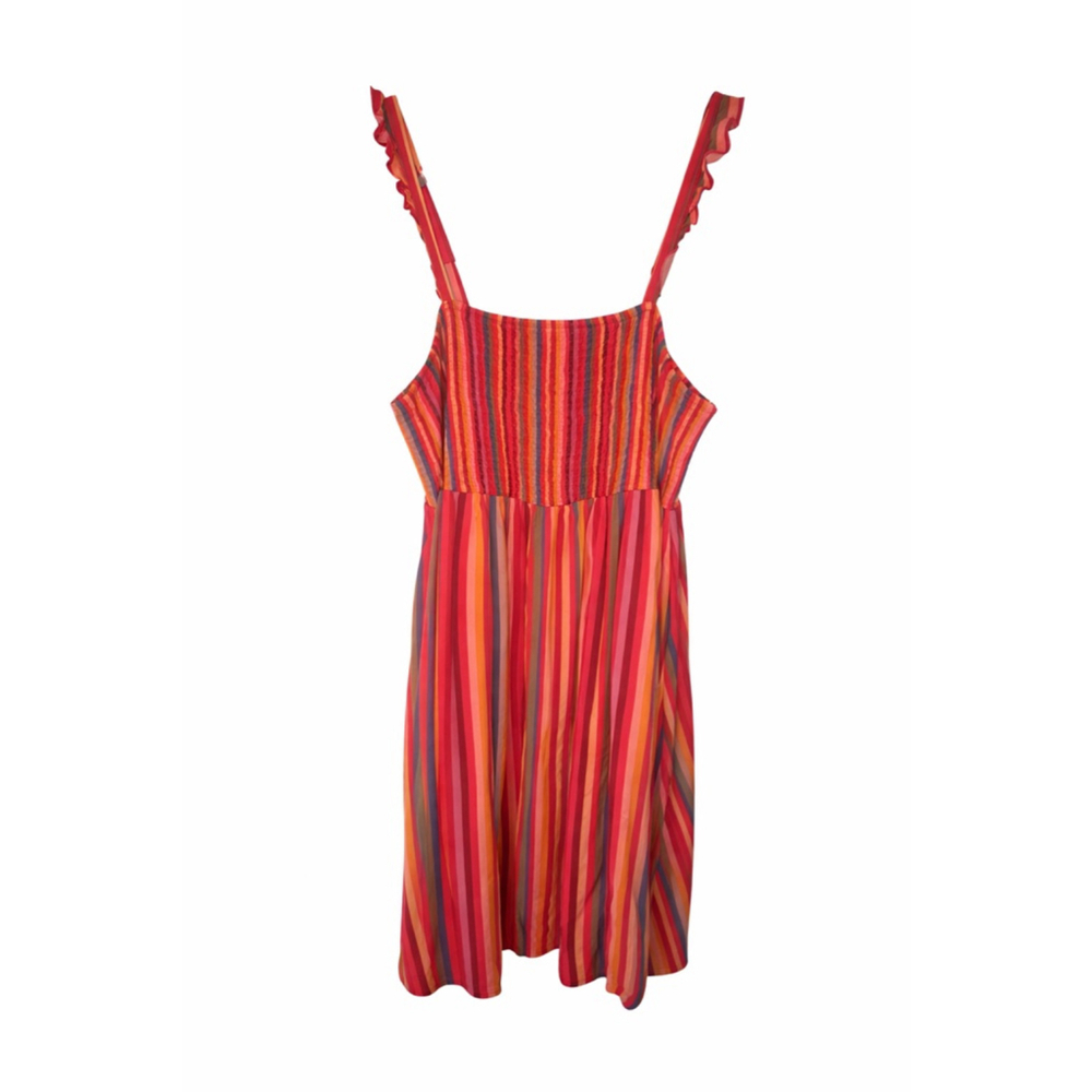 Torrid Multicolor Striped Ruffle Strap Tank Style Summer Sundress With Pockets